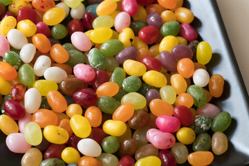 Fototapeta na wymiar pile of colorful candy, jelly beans for background or texture