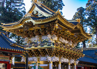 Obraz premium Highly decorated temple in world heritage site Nikko Japan Toshugo Temple