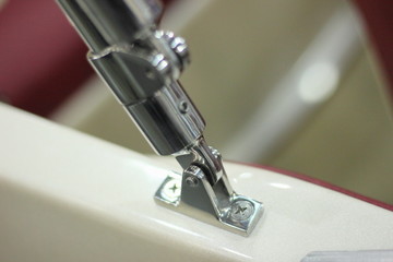 Furniture bracket mounting frame of boat awning tent to the Board close-up