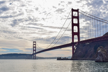 Golden Gate Bridge Silhouette from Moore Rd Pier on a Cloudy Day