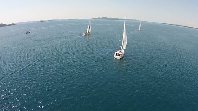 Sailing boats on open sea