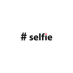 Hashtag Selfie. Simple inscription for print, label, emblem, T-shirt print graphics, posters, paperwork and promotional products.Digital language. Vector illustration.