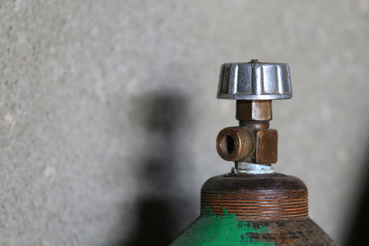 Valve on a large metal gas cylinder