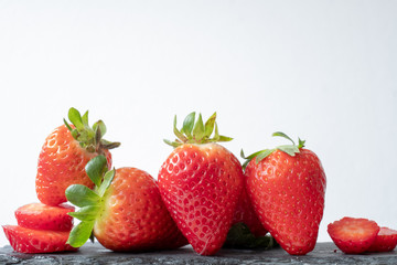 strawberries on white background