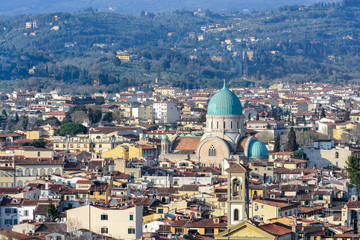 Stunning views of Florence from Piazzale Michelangelo. Observation deck on the hill. Left bank of the Arno