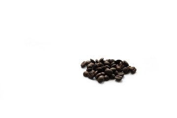  black coffee  beans isolated on white background