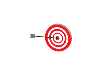 Archery arrow in the aim target of a dartboard for logo design illustration