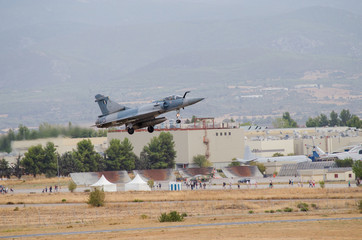 Landing fighter plane delta wing gears down