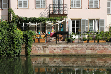 Strasbourg - France- old town terrace by the river