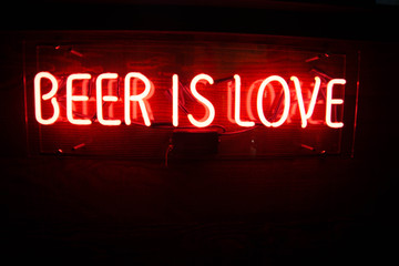 beer is love neon sign