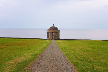 Fototapeta na wymiar Path leading to Mussenden Temple located near Castlerock in Northern Ireland