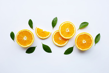 Fresh orange citrus fruit isolated on white