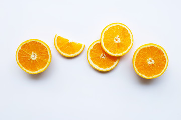 Fresh orange citrus fruit isolated on white