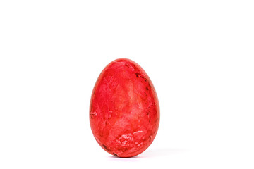 Red easter egg in a row isolated on white background