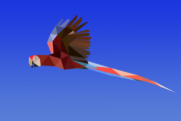 perroquet ara volant en origami