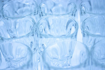 Abstract background of glass transparent glasses, blue tint