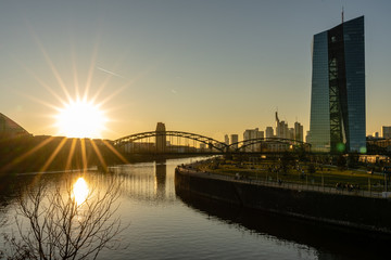 Fototapeta premium frankfurt skyline at sunset