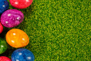Easter eggs as decorative background for greeting cards and place for your own text