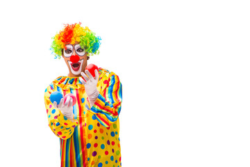 Male clown isolated on white