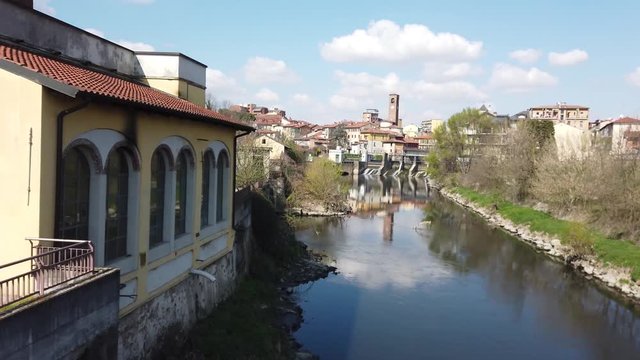 Images of the city of Melegnano, in Lombardy, Italy, with views of the castle, the bridge over the Lambro