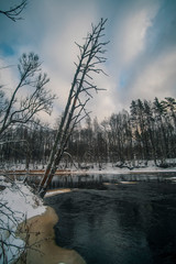Salaca river landscape in winter, Latvia