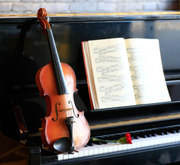 Obraz premium Violin and piano, indoors