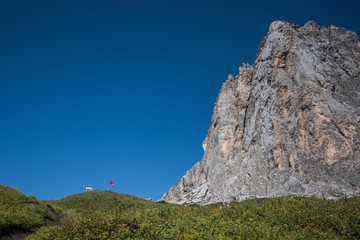 The lake at the foot of the mountain at the noon, Russia, the Caucasus