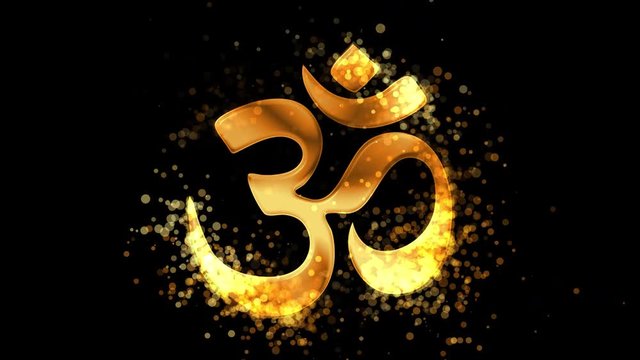 Golden Aum (Om), hinduism religious symbol on transparent background