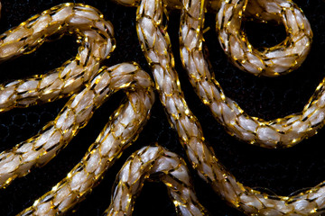 Gold Stitching lines on Black Background