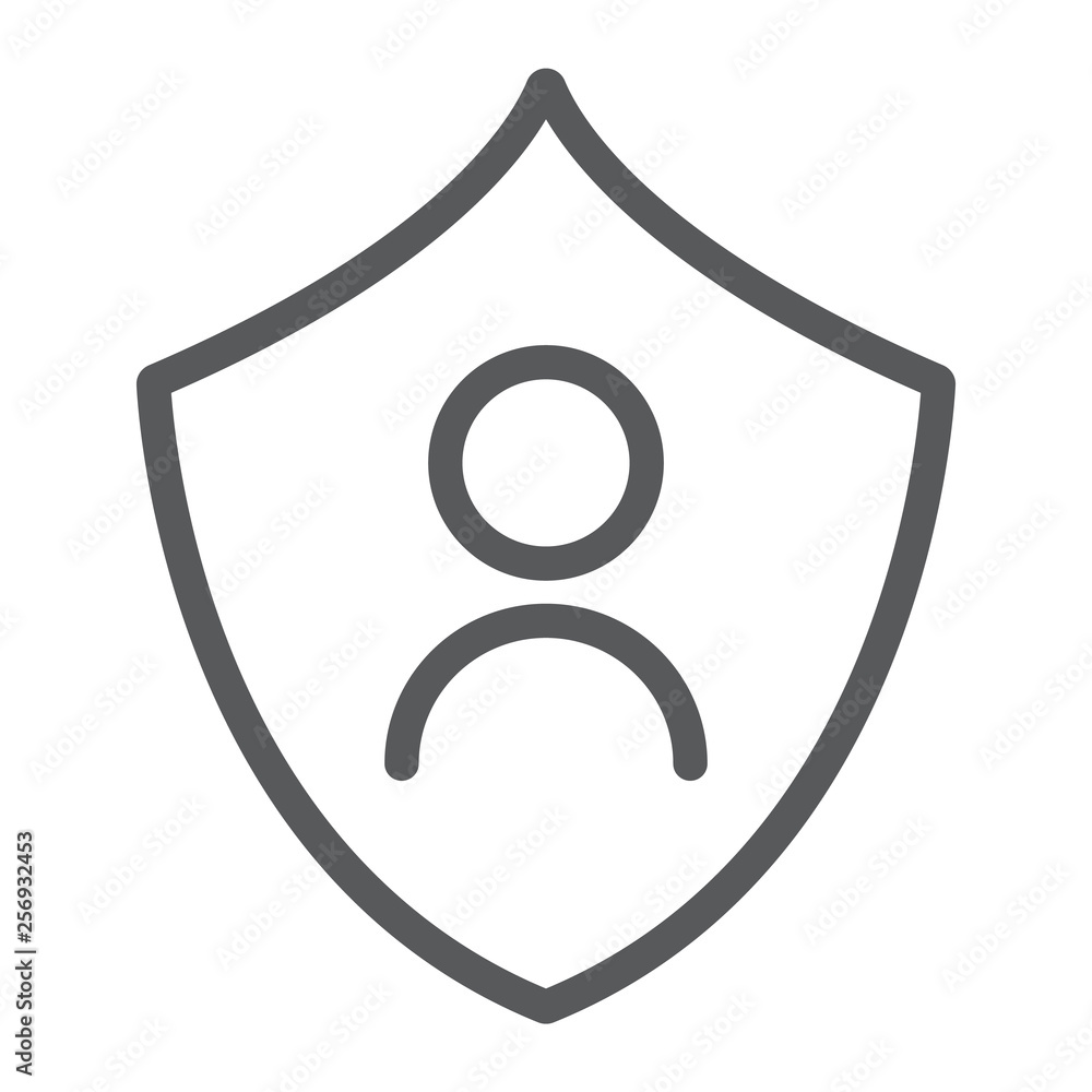 Poster personal protection line icon, privacy and security, data protection sign, vector graphics, a linear