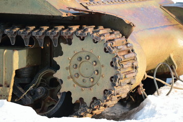 Old Tank on the snow, participated in the 2nd world war.