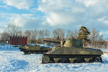 Old Tank on the snow, participated in the 2nd world war.