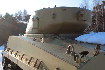 Old Tank on the snow, participated in the 2nd world war.