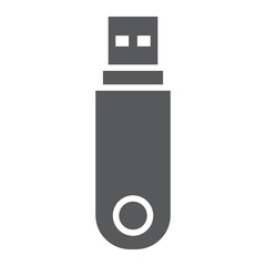 Pendrive glyph icon, data and memory, flash drive sign, vector graphics, a solid pattern on a white background.