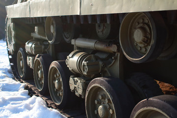Old Tank on the snow, participated in the 2nd world war.