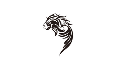 line art fish logo vector