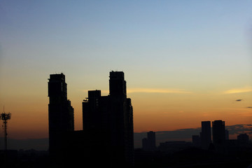 silhouette building in downtown