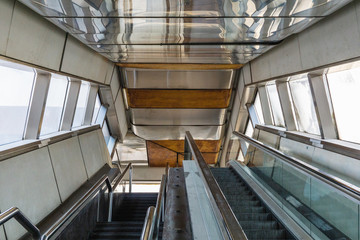 Fototapeta premium abandoned building, staircase, sun strokes
