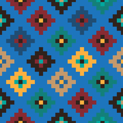 Geometric seamless pattern оn the blue background