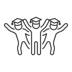 Group students in graduate cap happy graduate icon