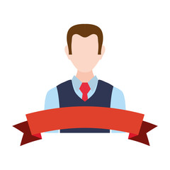 salesman avatar character with ribbon