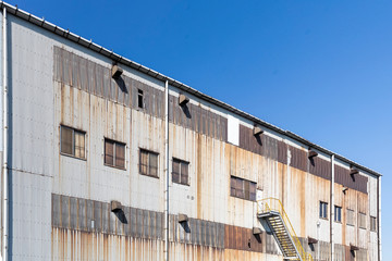 Outside the old factory building in the industrial area