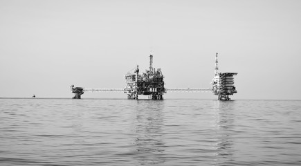 Oil and gas offshore platform 2019.Black&White 