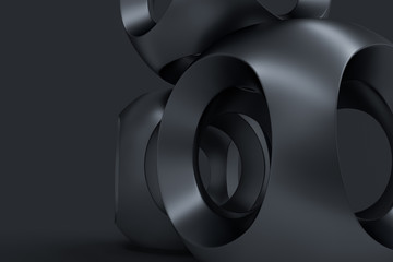 3d rendering, black sphere surface, High precision industrial product