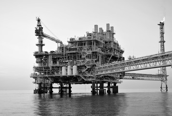 Oil and gas offshore platform 2019.Black&White 