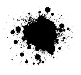 Abstract splatter black color background. Paint dripping vector illustration. Grunge texture.