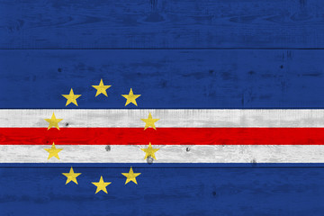 Cape Verde flag painted on old wood plank
