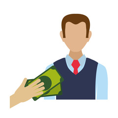 salesman avatar character with money
