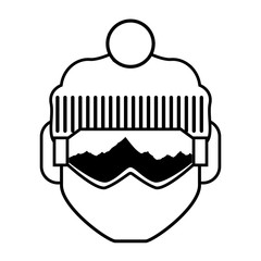 head with snow sport uniform