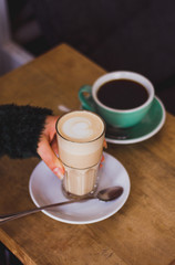 Coffee latte in glass. 